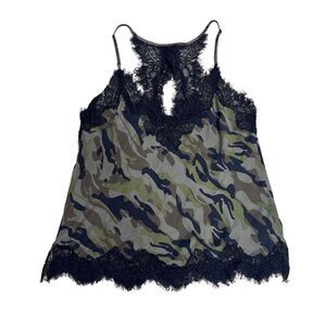 EUC Gold Hawk Women's Camouflage Lace Silk Cami Top Size S Multicolor